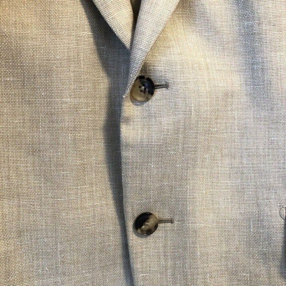 Pal Zileri 44R Beige Sport Coat Blazer Jacket Solid 2B Wool/Linen Blend - Picture 5 of 12